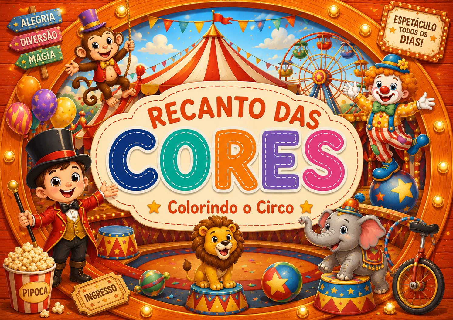 Capa de Livro Para Colorir Recanto Das Cores: Colorindo o Circo
