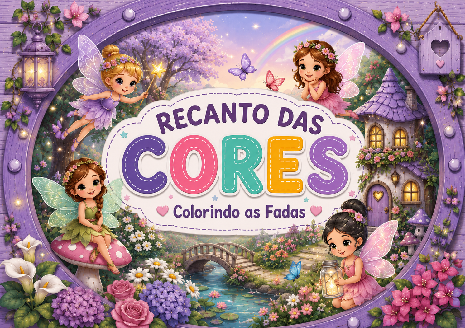 Capa de Livro Para Colorir Recanto Das Cores: Colorindo as Fadas