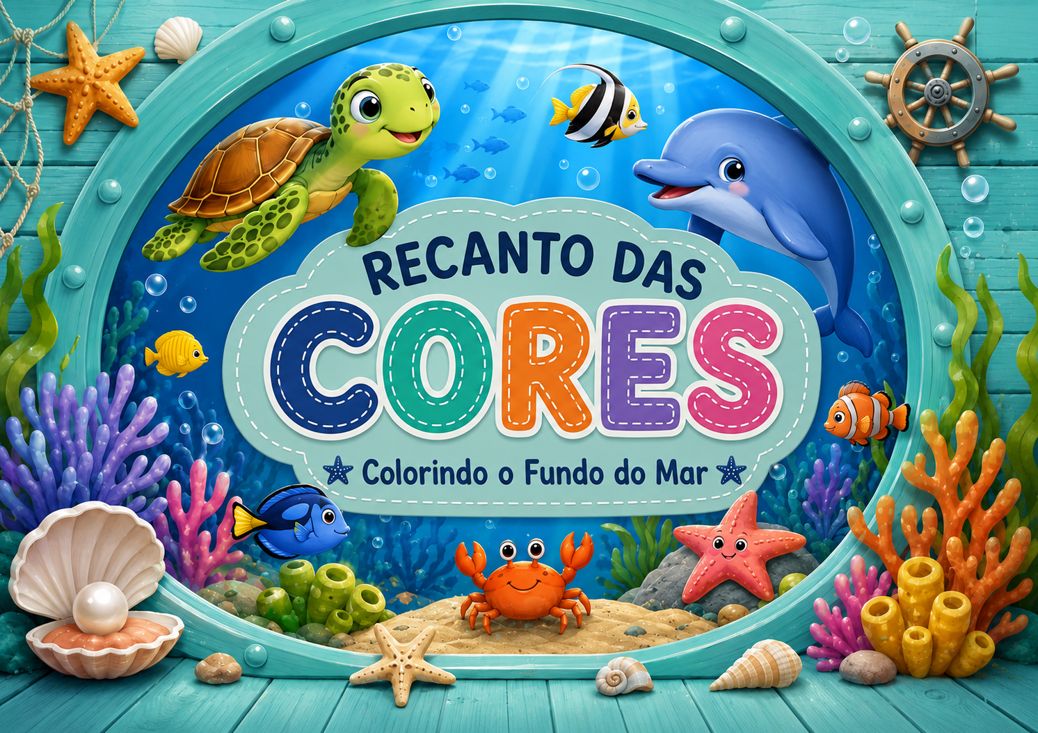 Capa de Livro Para Colorir Recanto Das Cores: Colorindo o Fundo do Mar