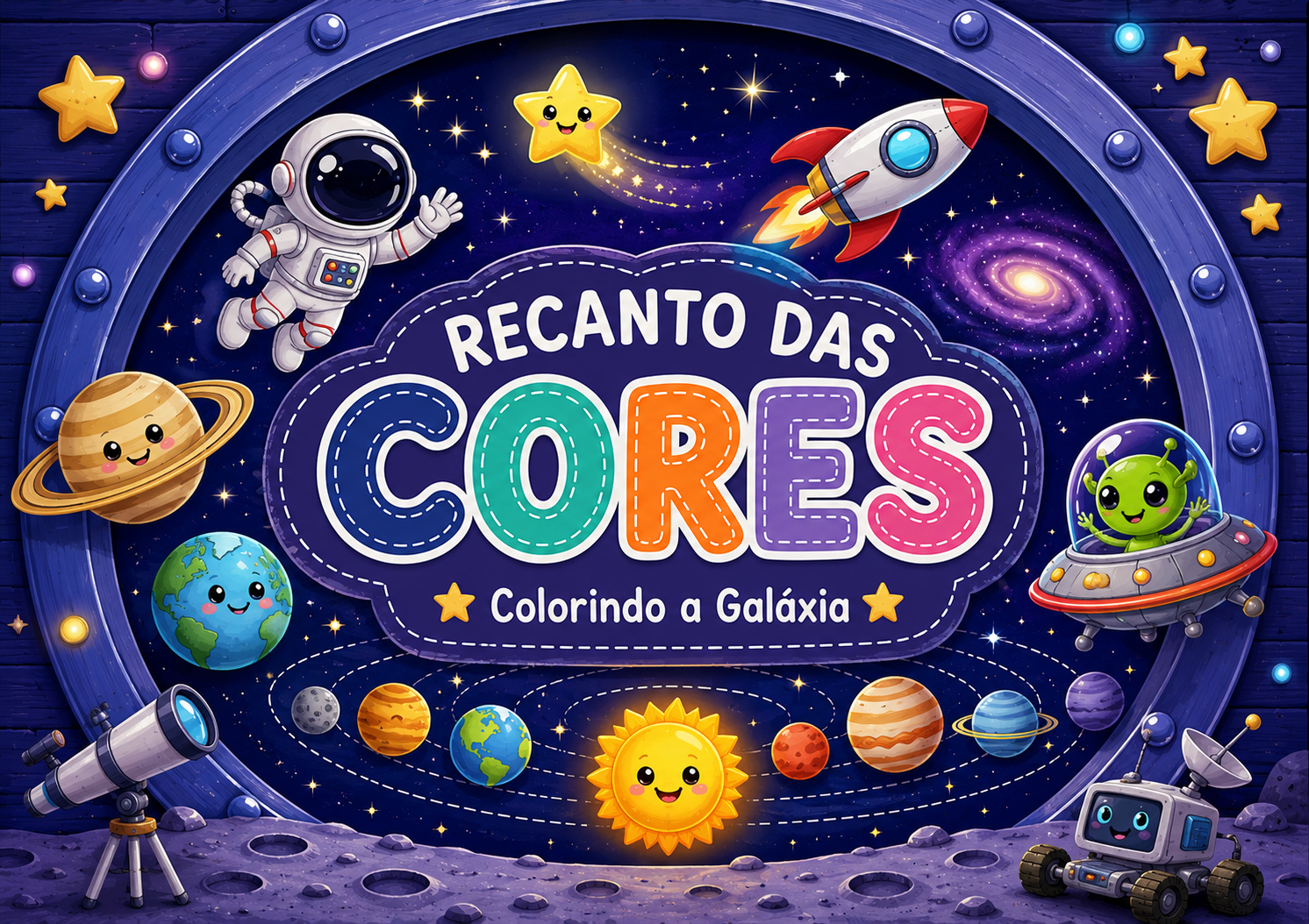 Capa de Livro Para Colorir Recanto Das Cores: Colorindo a Galáxia