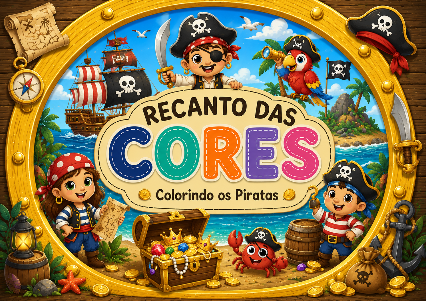 Capa de Livro Para Colorir Recanto Das Cores: Colorindo os Piratas